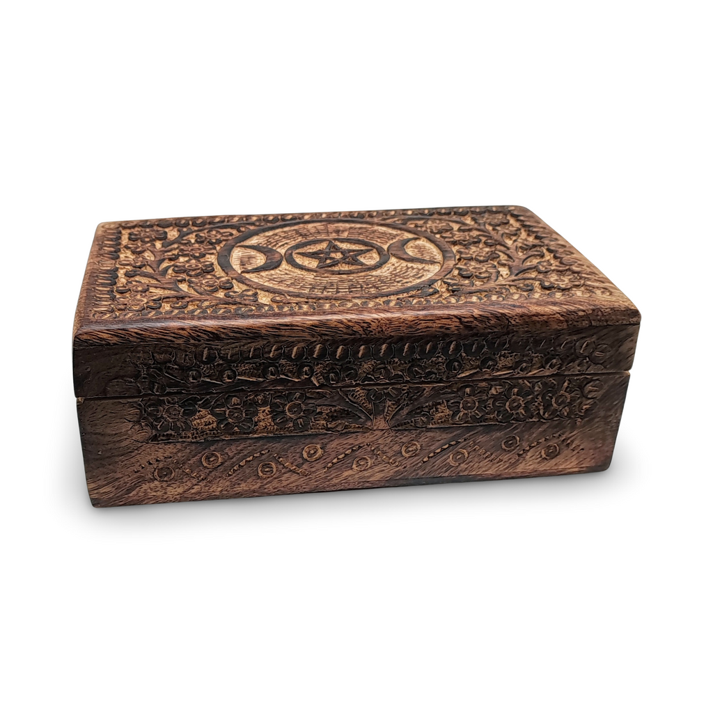 Home Decor -Wood Box -Triple Moon -Pentacle
