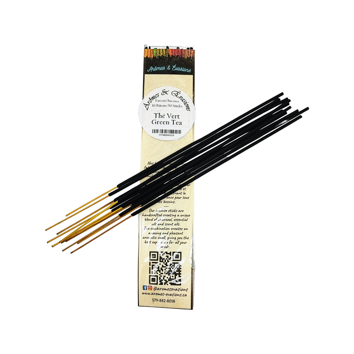 Incense Box -Green Tea -10 Sticks -Aromes Evasions – Arômes et Évasions