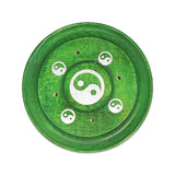 Incense Burner -Sticks -Mango Wood -Assorted Design Plates Green