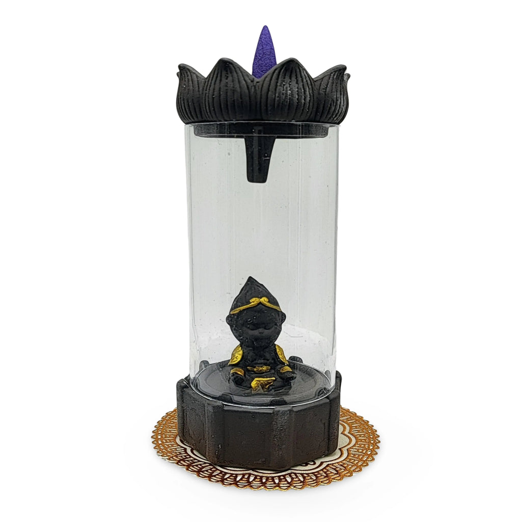 Incense Burner -Backflow -Ceramic -Lotus Flower & Buddha Dark Brown