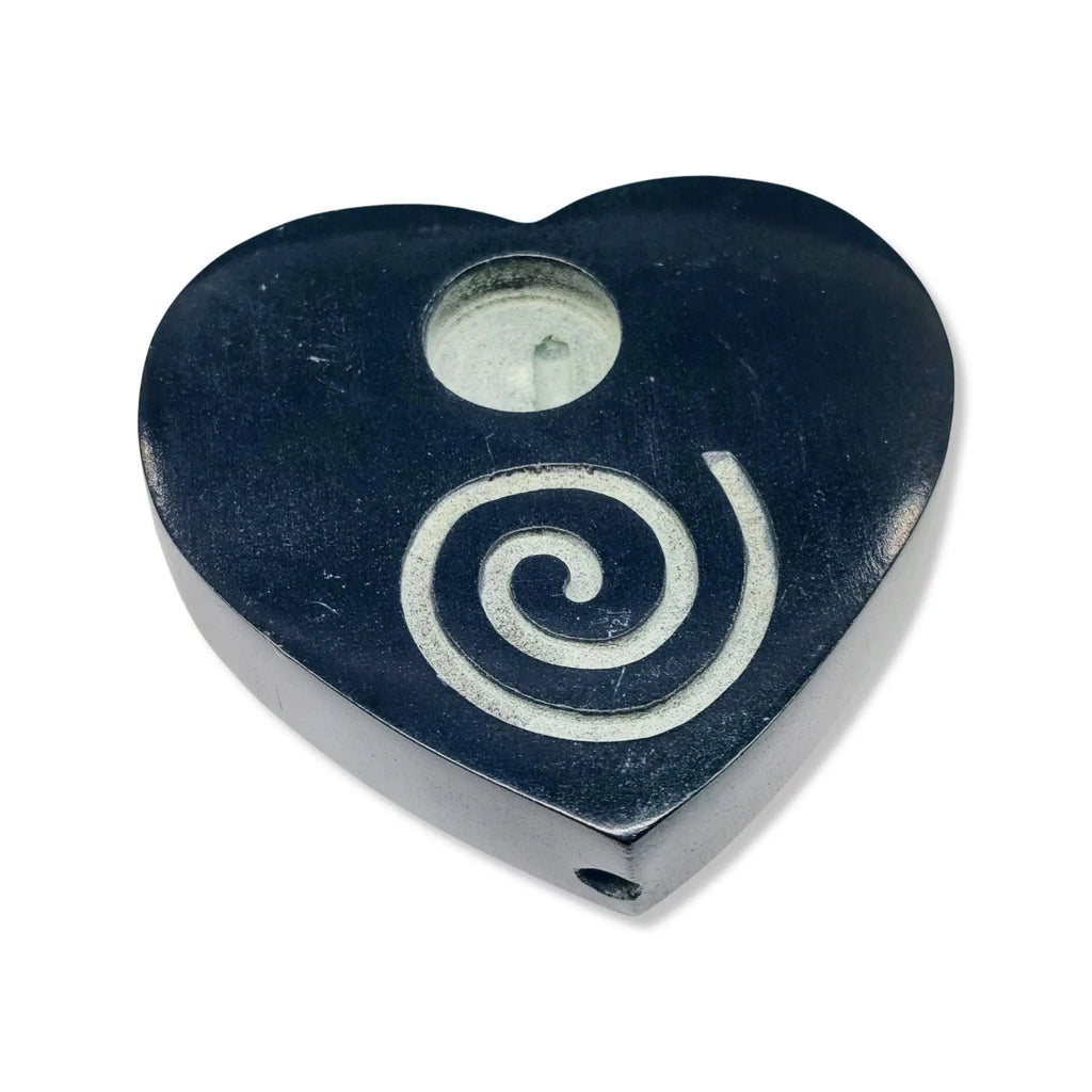 Incense Burner -Soapstone -Cone Heart Shape Spiral