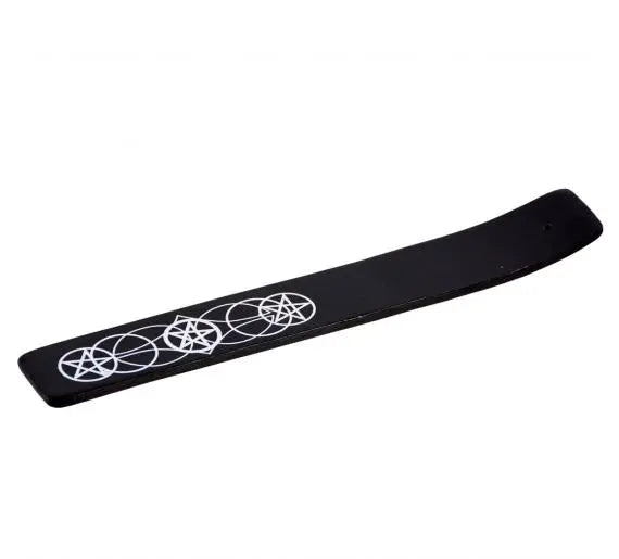 Incense Burner -Stick Holder -Black Wood -Pentacle