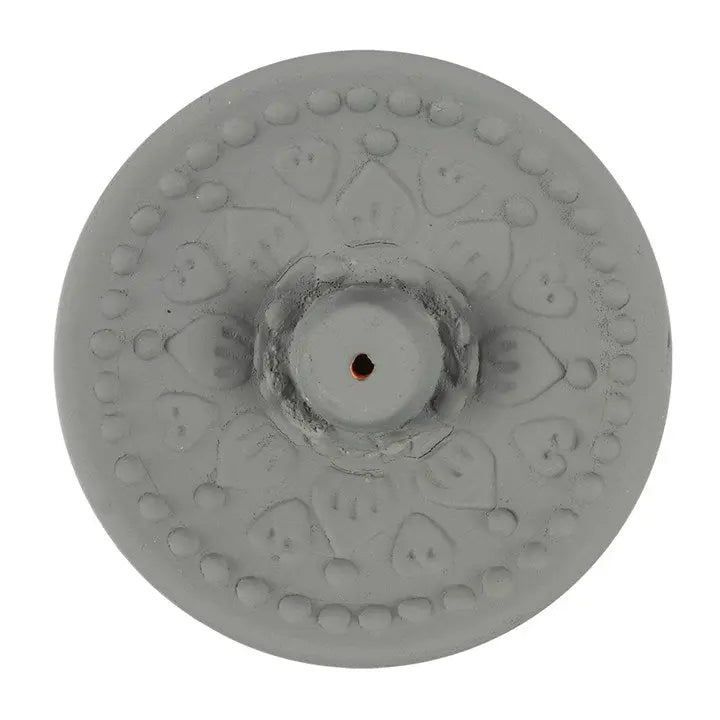 Incense Burner -Stick Holder -Terracotta -Grey Mandala