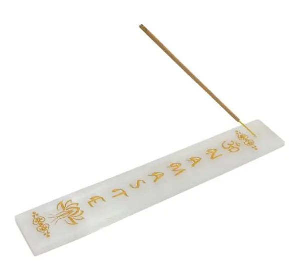 Incense Burner -Sticks -Selenite -Gold Engraved Namaste