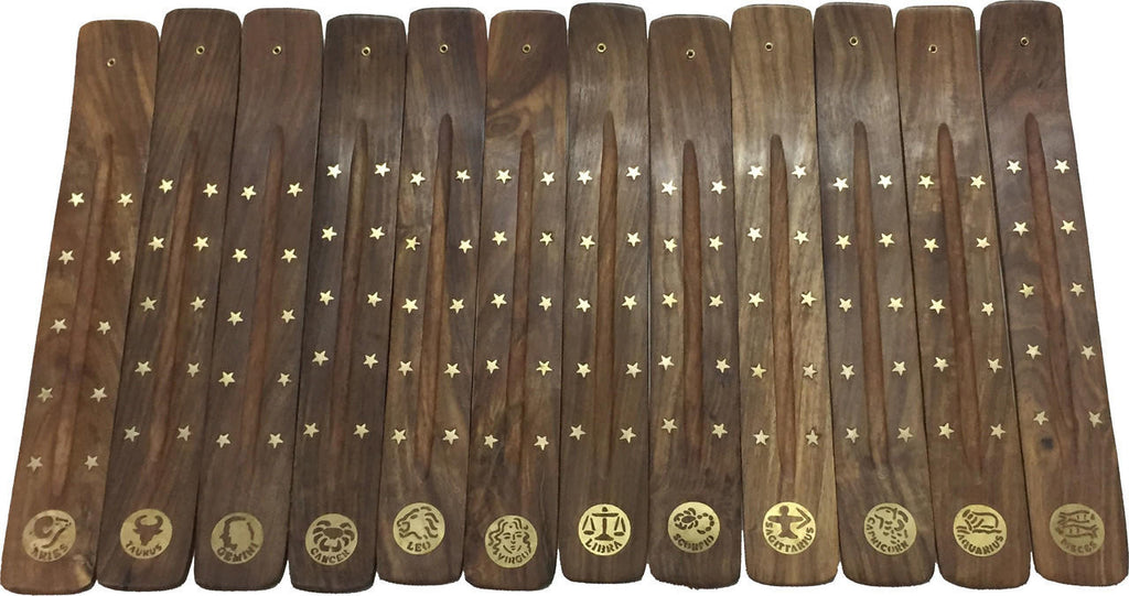 Incense Burner -Wood Stick Holder -Zodiac Signs