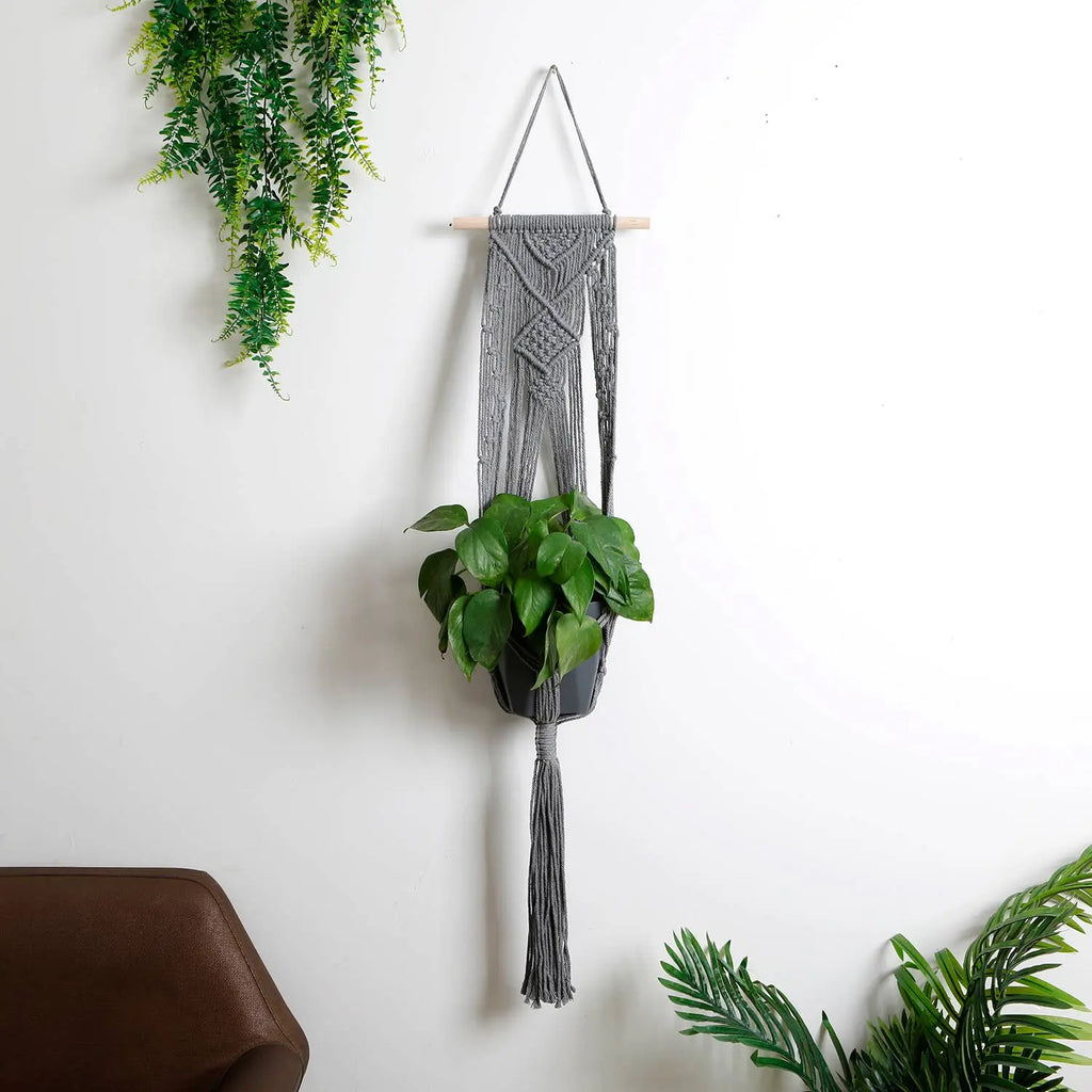 Home Decor -Plants Hanging Pots Holder -Macrame -Grey