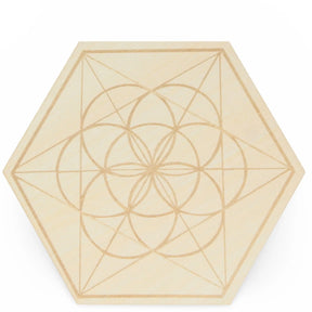 Metaphysical Tools - Wood Crystal Grid - Flower of Life - Small