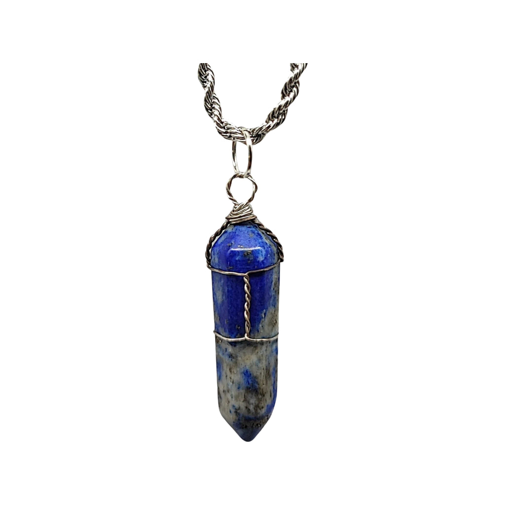 Necklace -Lapis Lazuli -Pointed -Wired Wrap