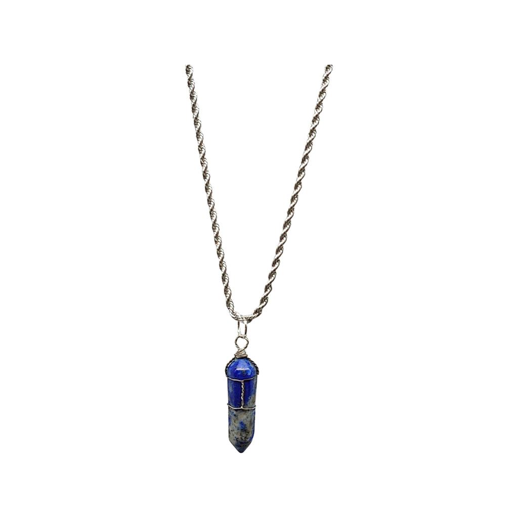 Necklace -Lapis Lazuli -Pointed -Wired Wrap