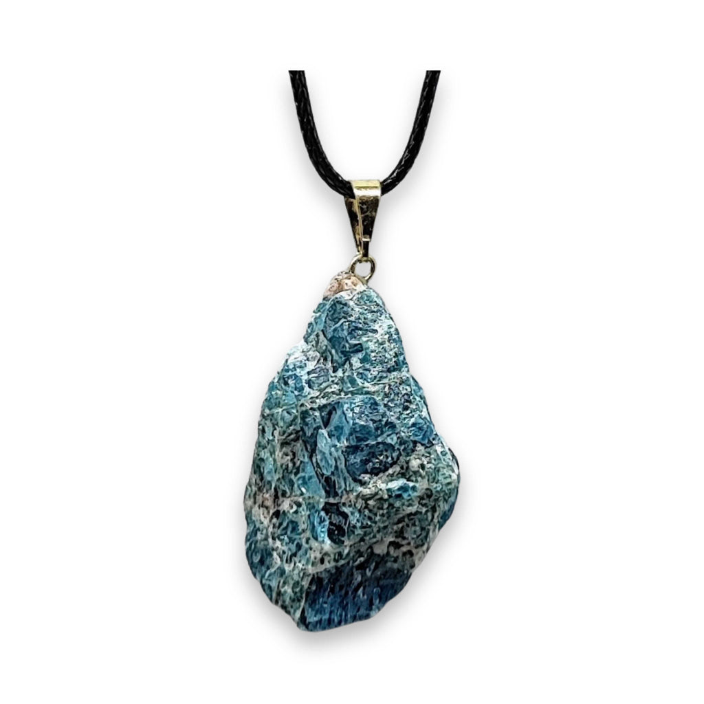 Necklace -Natural Apatite Pendant -Gold Bail