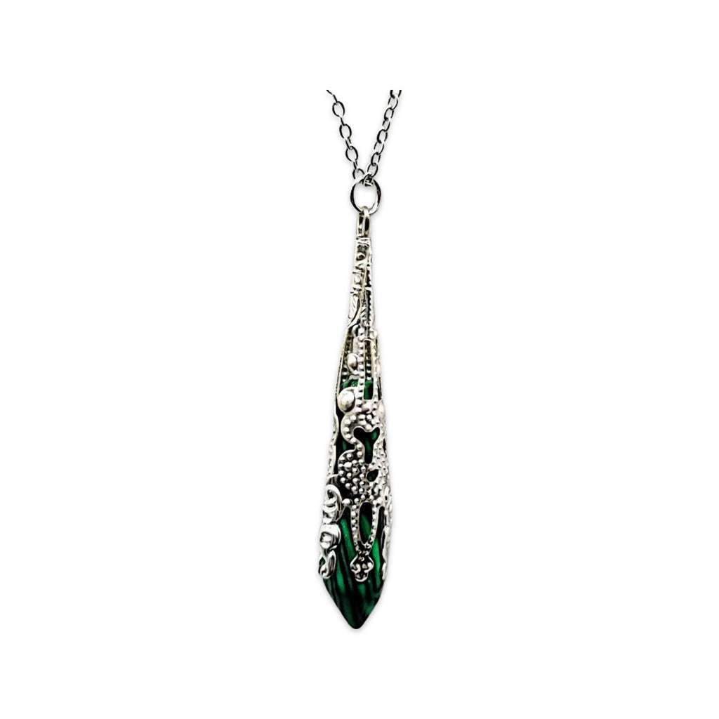 Necklace -Pointed -Malachite -Stainless Steel Findings