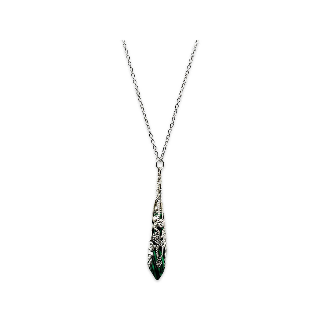 Necklace -Pointed -Malachite -Stainless Steel Findings