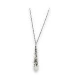 Necklace - Pointed - White Jade - Stainless Steel Findings