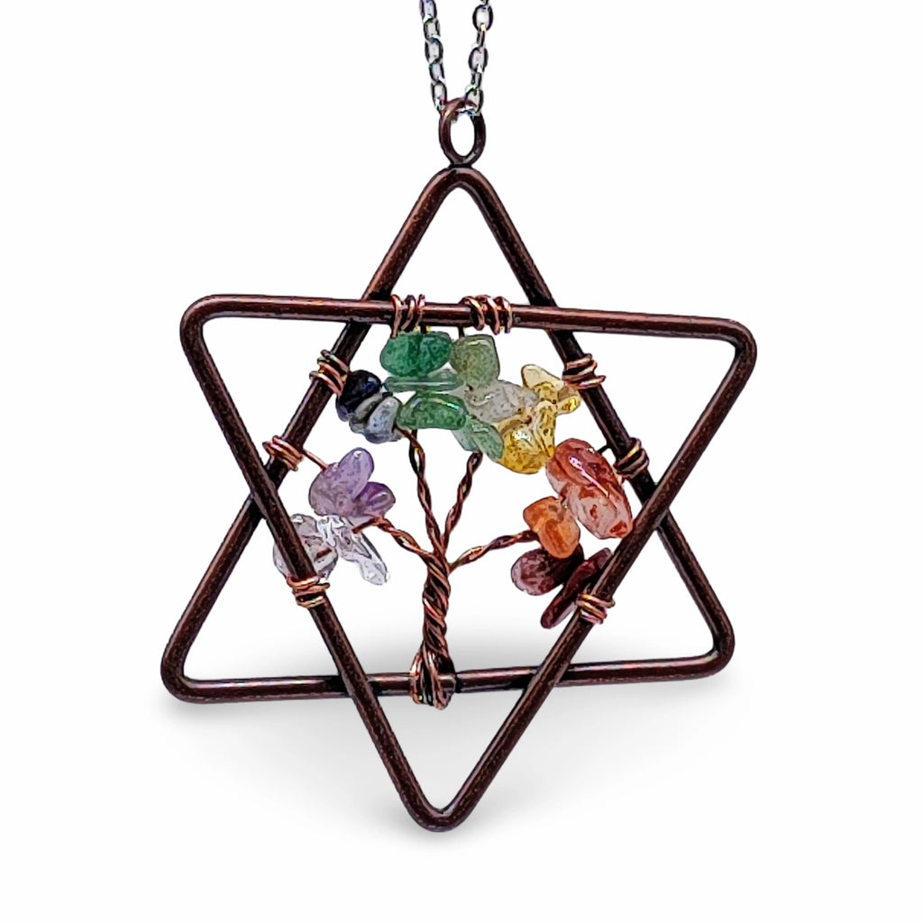 Necklace -7 Chakras Gemstone -Star Tree Of Life -7 Chakras -Arômes & Évasions