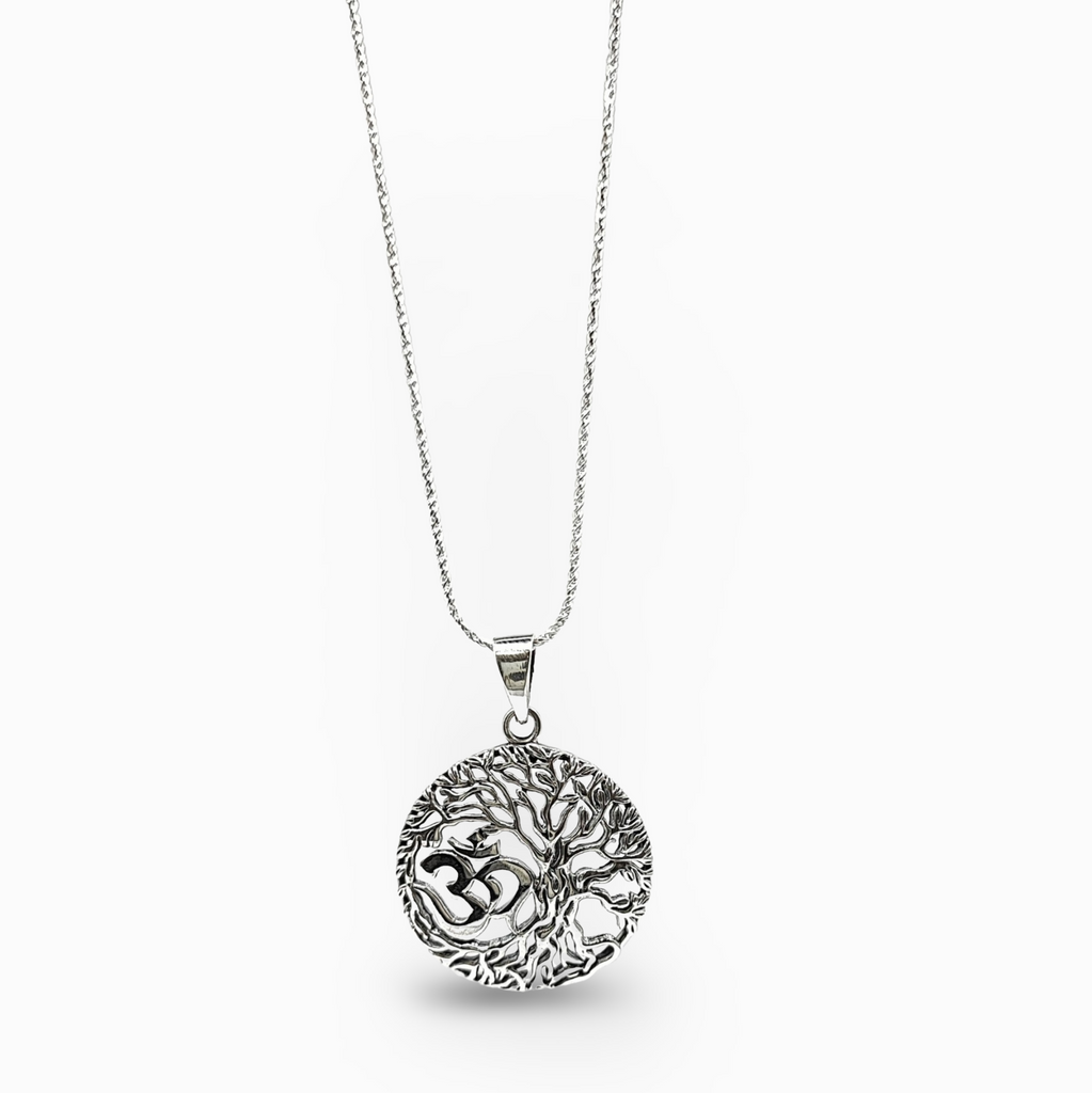 Necklace -925 Sterling Silver -Om Symbol & Tree of Life