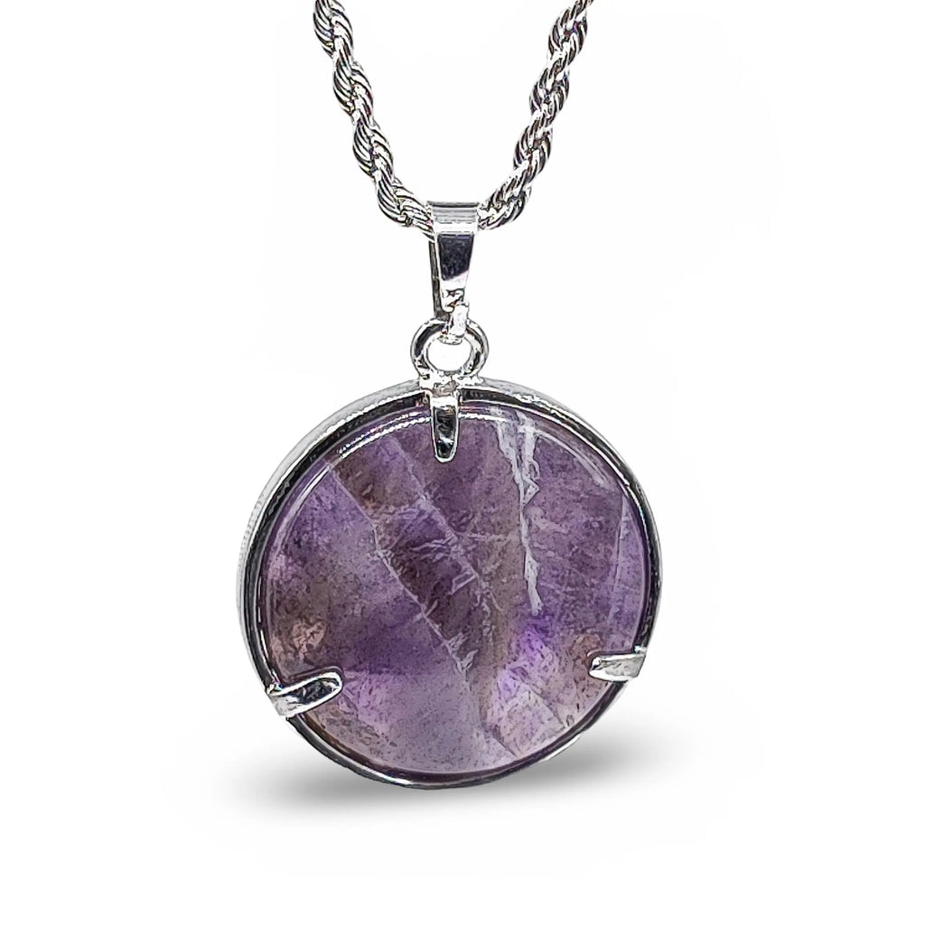 Necklace -Flat Round with Tree of Life -Amethyst