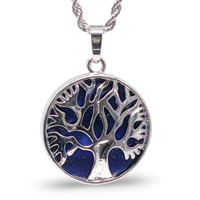 Necklace - Flat Round with Tree of Life - Lapis Lazuli