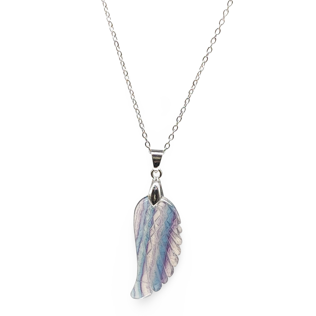 Necklace -Gemstone -Angel Wings -Fluorite