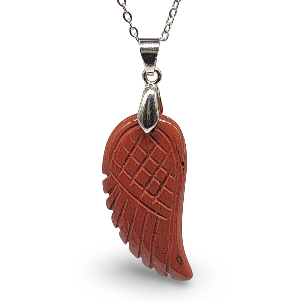 Necklace -Gemstone -Angel Wings -Red Jasper