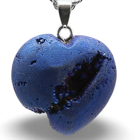 Necklace - Heart Shaped - Electroplate Natural Druzy Geode Agate