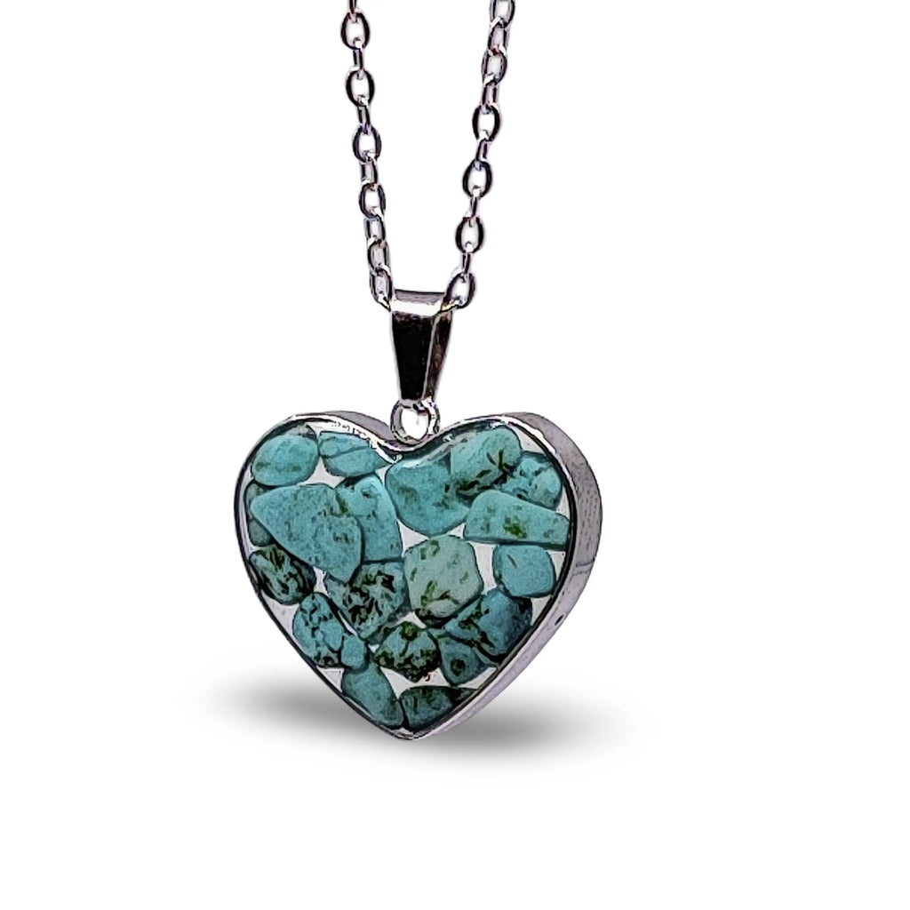 Necklace -Heart Shaped Glass Bottle -Blue Howlite -Blue Howlite -Arômes & Évasions