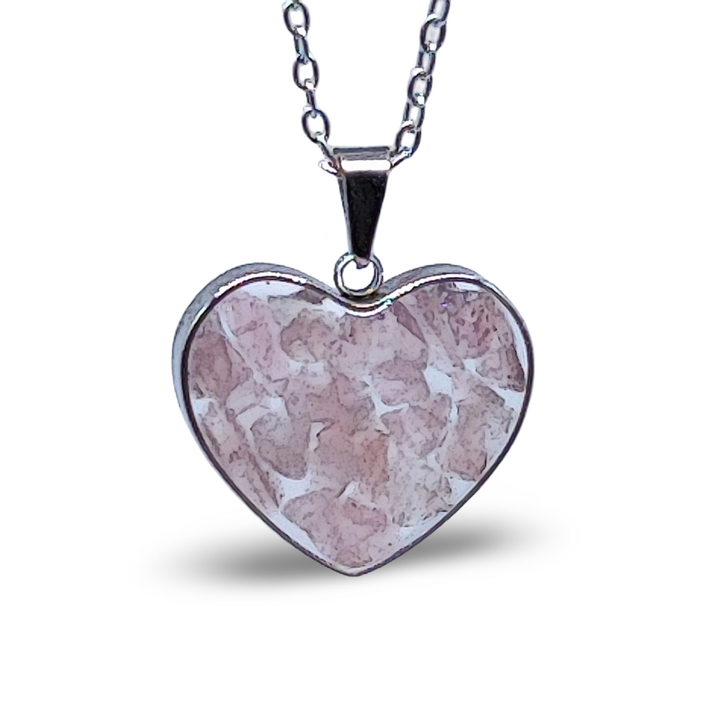 Necklace -Heart Shaped Glass Bottle -Rose Quartz - Arômes et Évasions