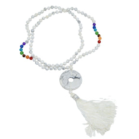 Mala - Bracele / Necklace - Multi Strand - Natural Howlite et 7 Chakras