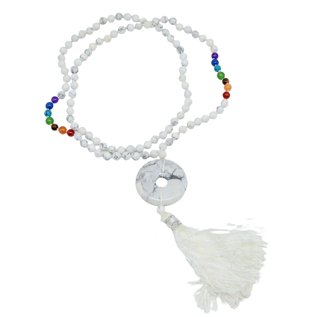 Bracelet / Necklace - Multi Strand - Natural Howlite et 7 Chakras