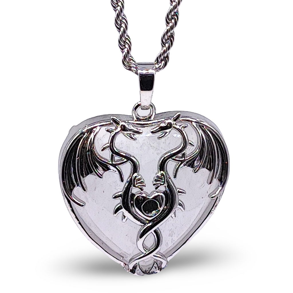 Necklace -Mystic Dragon Heart -Crystal Quartz - Arômes et Évasions