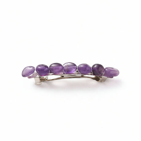 Hair Acessories - Iron Hair Barrette with Natural Gemstone Beads Amethyst