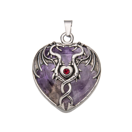 Necklace - Mystic Dragon Red Heart - Amethyst
