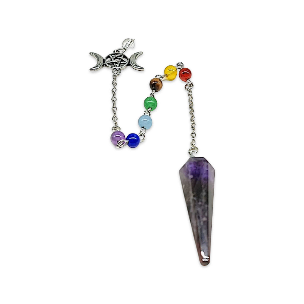 Pendulum -Cone -Amethyst -Triple Goddess Pentagram Charms -Pendulum -Aromes Evasions 