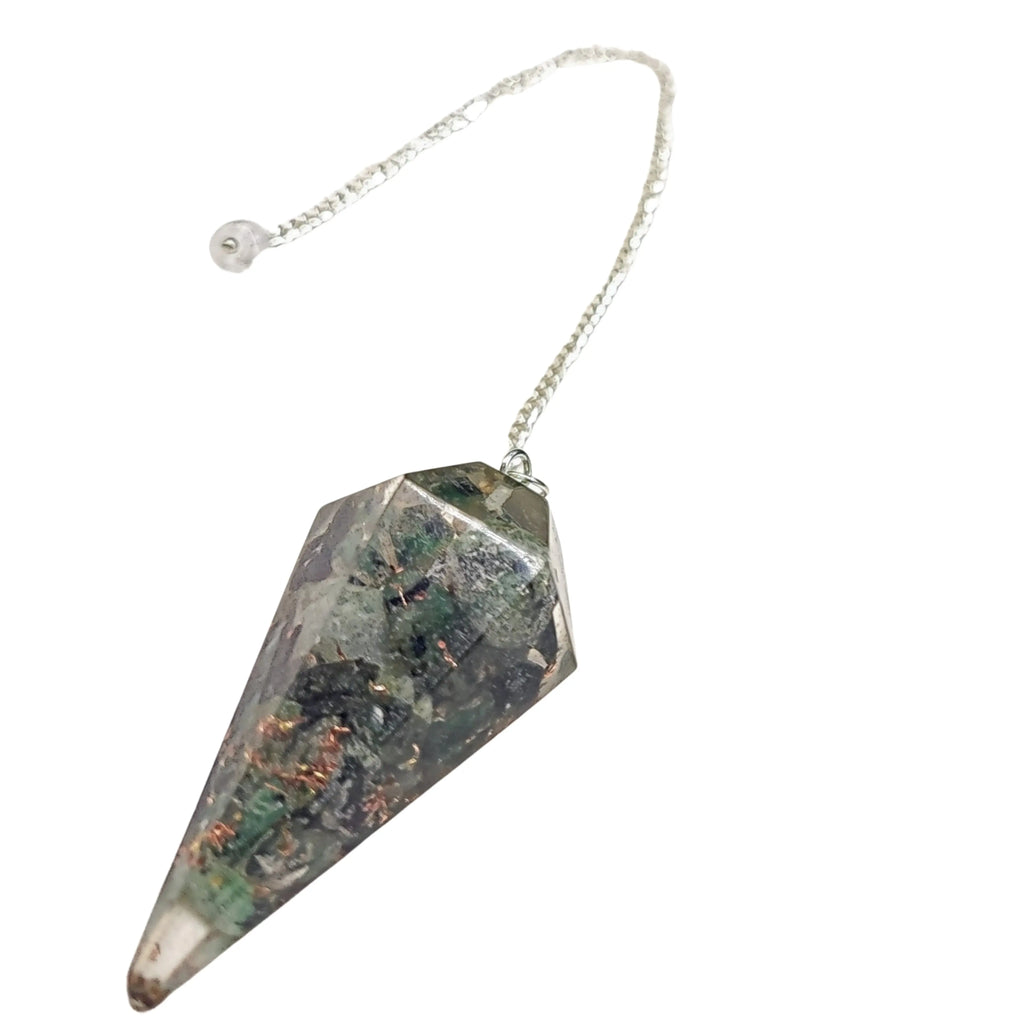 Pendulum -Cone -Chips Gemstones -Emerald -7 Chakras -Aromes Evasions 