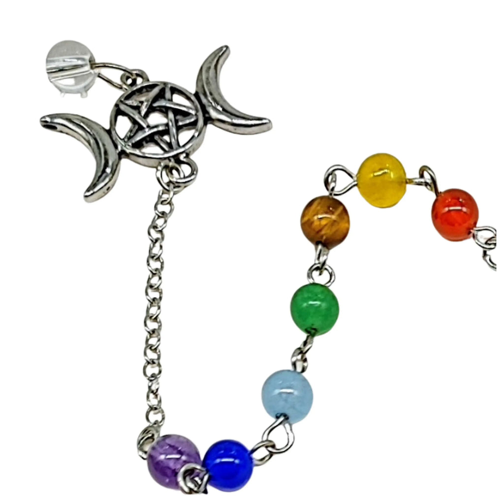Pendulum - Cone - Green Aventurine - Triple Goddess Pentagram Charms