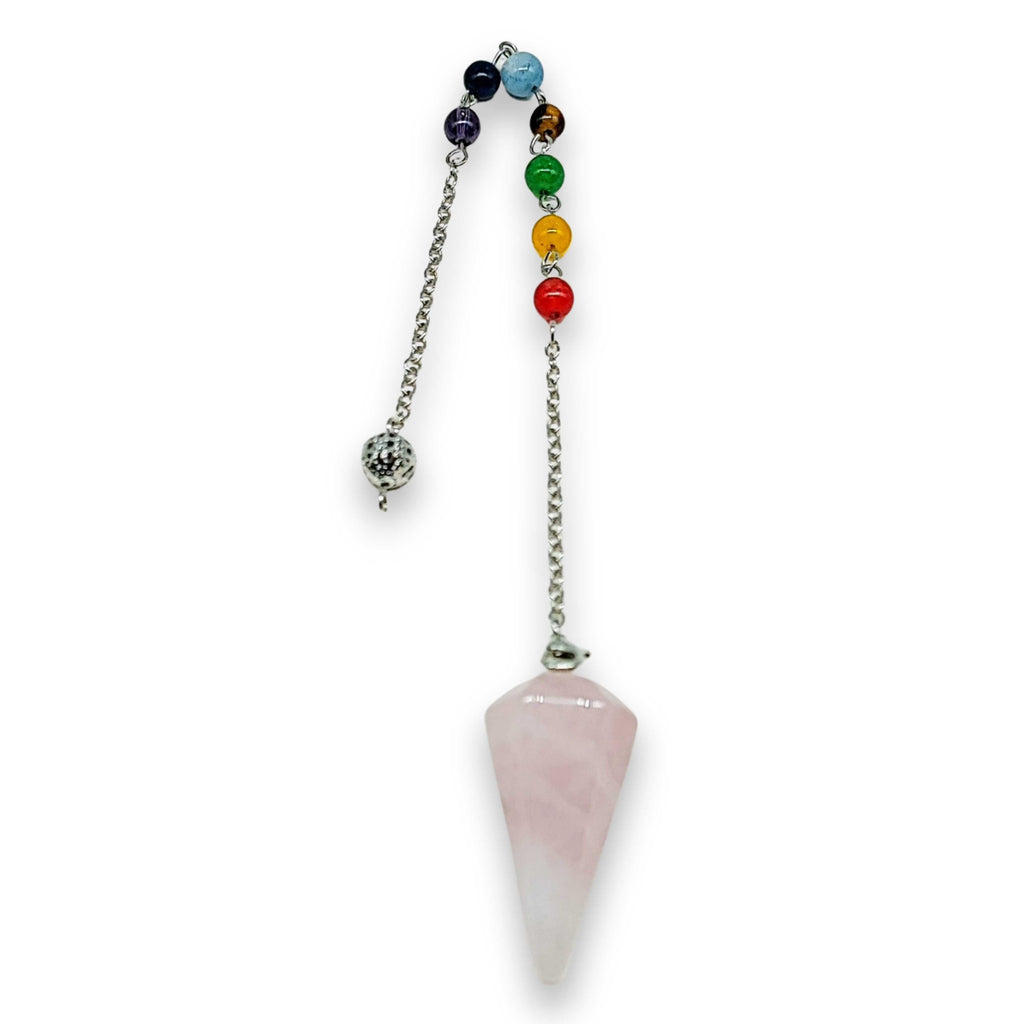 Pendulum -Cone -Rose Quartz -7 Chakras