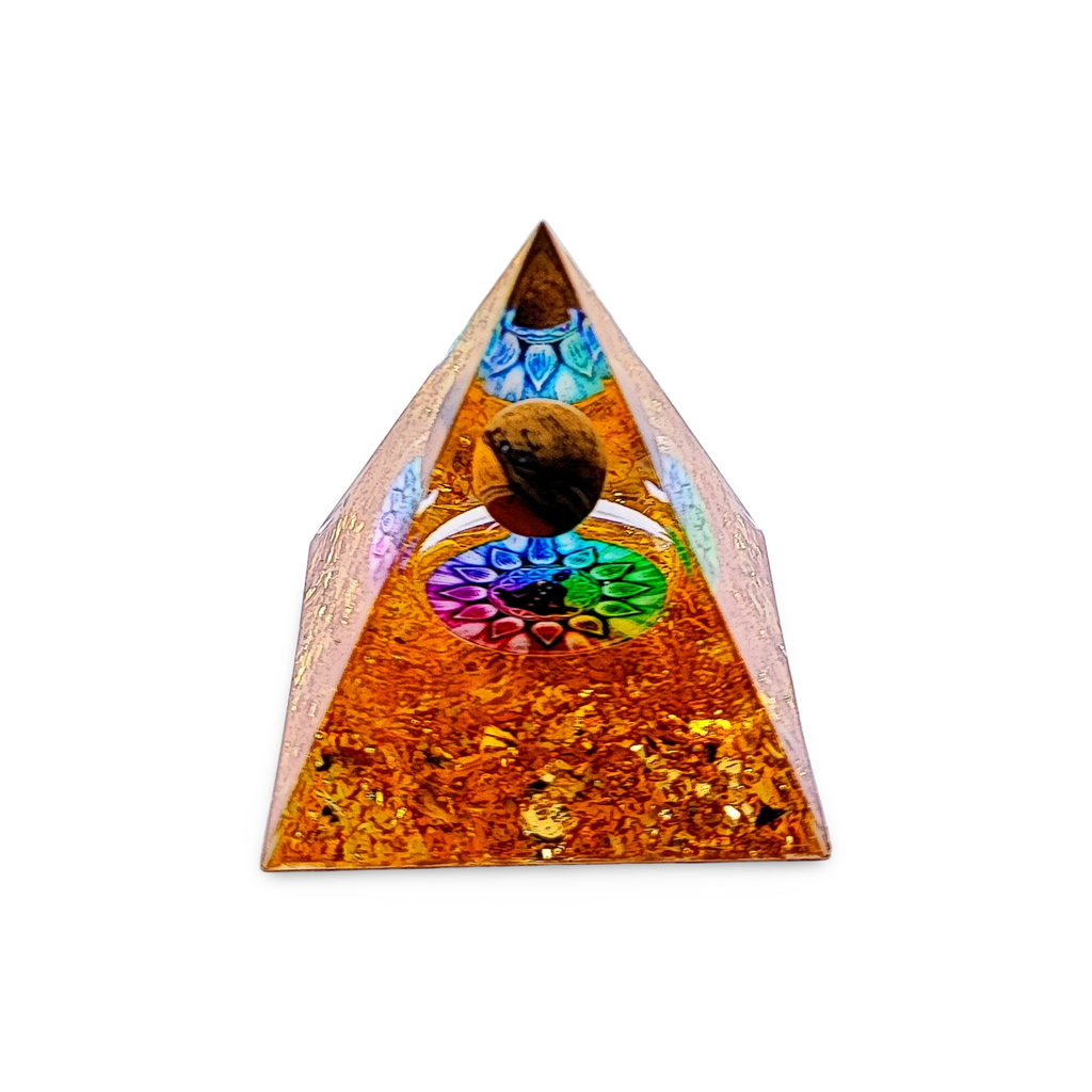 Pyramid -7 Chakras Gold with Tiger Eye Moon