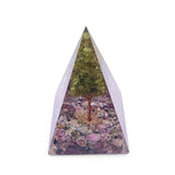 Pyramid -Orgonite -Pink Tourmaline Gemstones -Peridot Tree