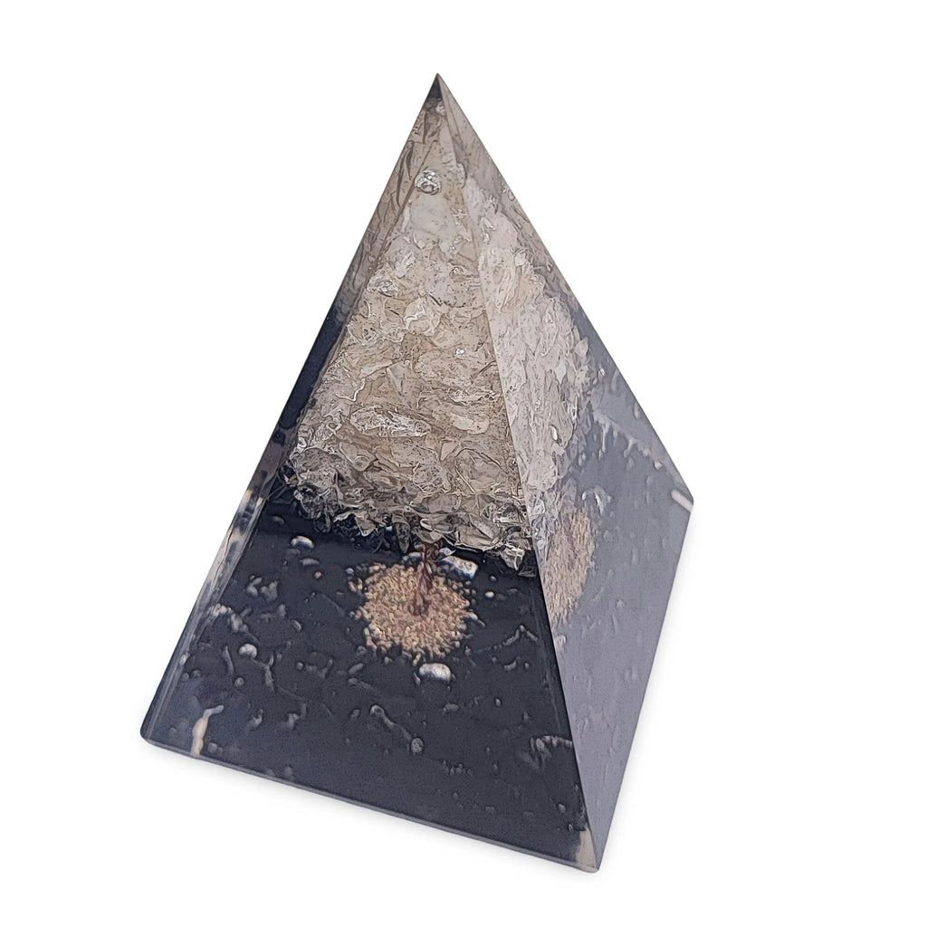 Pyramid -Orgonite -Shungite Gemstones -Crystal Quartz Tree