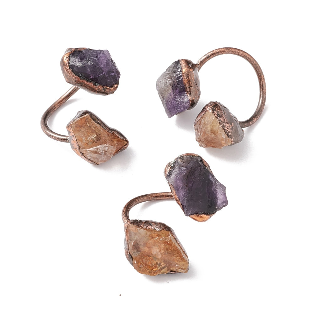 Ring - Amethyst & Citrine - Adjustable