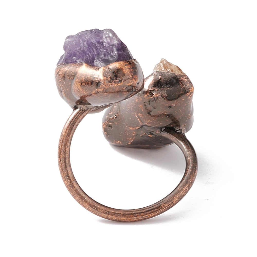 Ring - Amethyst & Citrine - Adjustable