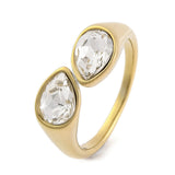 Ring – Ion Plating - Stainless Steel - Teardrop Crystal Quartz - Open Cuff Ring