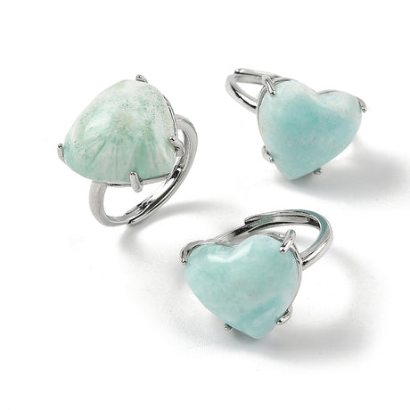 Ring - Hemimorphite - Heart Shape - Adjustable