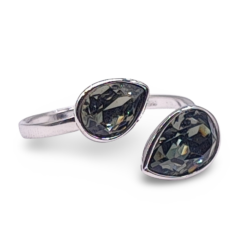 Ring -925 Sterling Silver -Adjustable -Black Diamond