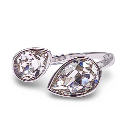 Ring - 925 Sterling Silver - Adjustable - Crystal Quartz