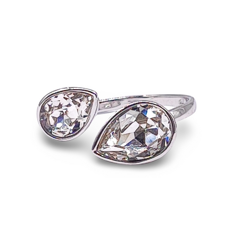 Ring - 925 Sterling Silver - Adjustable - Crystal Quartz