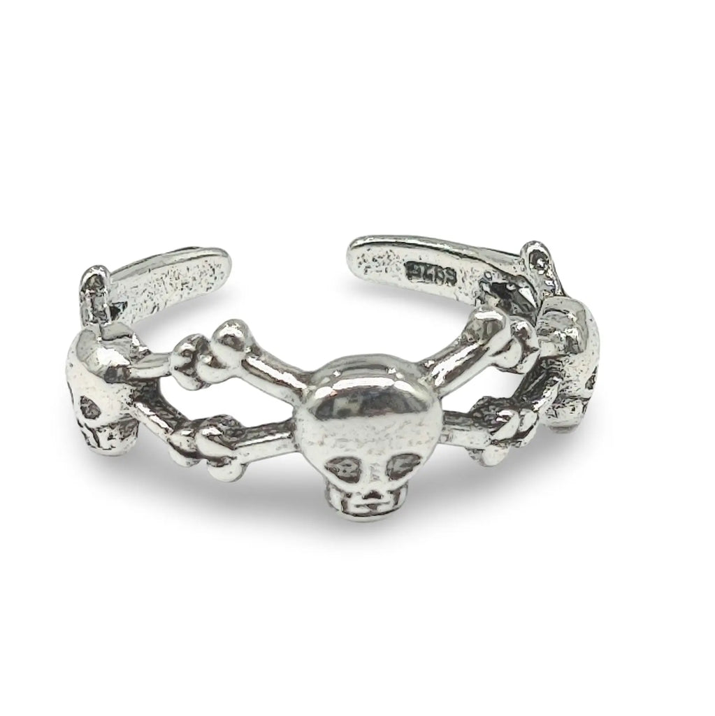 Ring -925 Sterling Silver -Adjustable -Skull