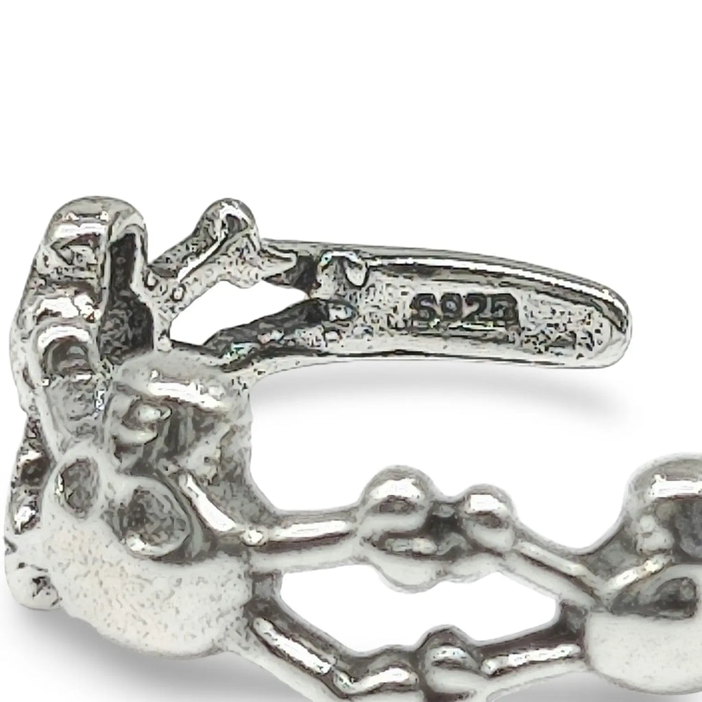Ring -925 Sterling Silver -Adjustable -Skull