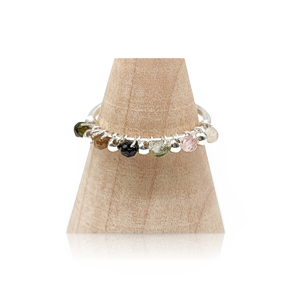 Ring -925 Sterling Silver -Natural Stone -Adjustable Tourmaline