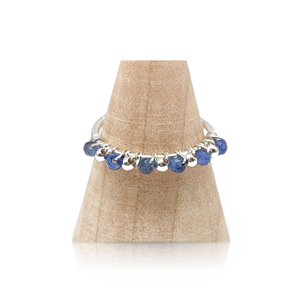 Ring -925 Sterling Silver -Natural Stone -Adjustable Lapis Lazuli