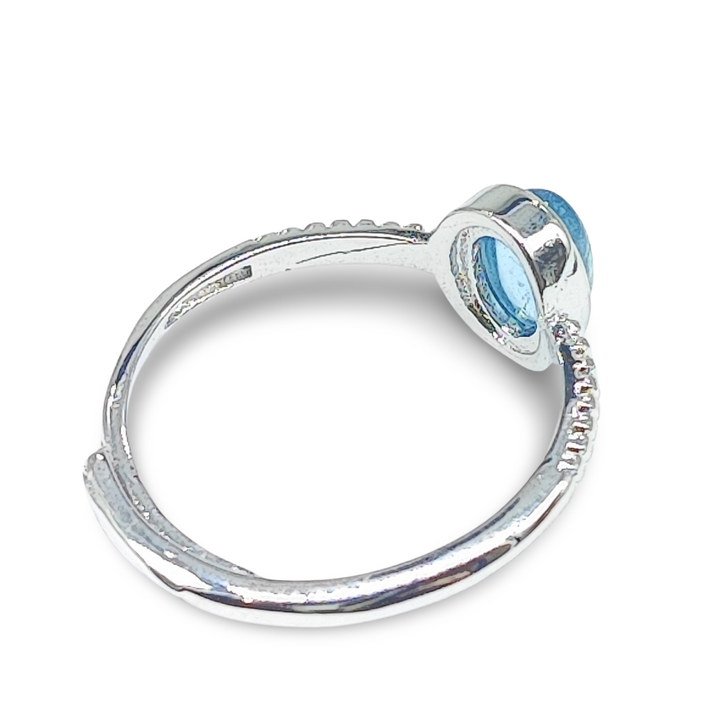 Ring -Adjustable -Oval -Natural Aquamarine